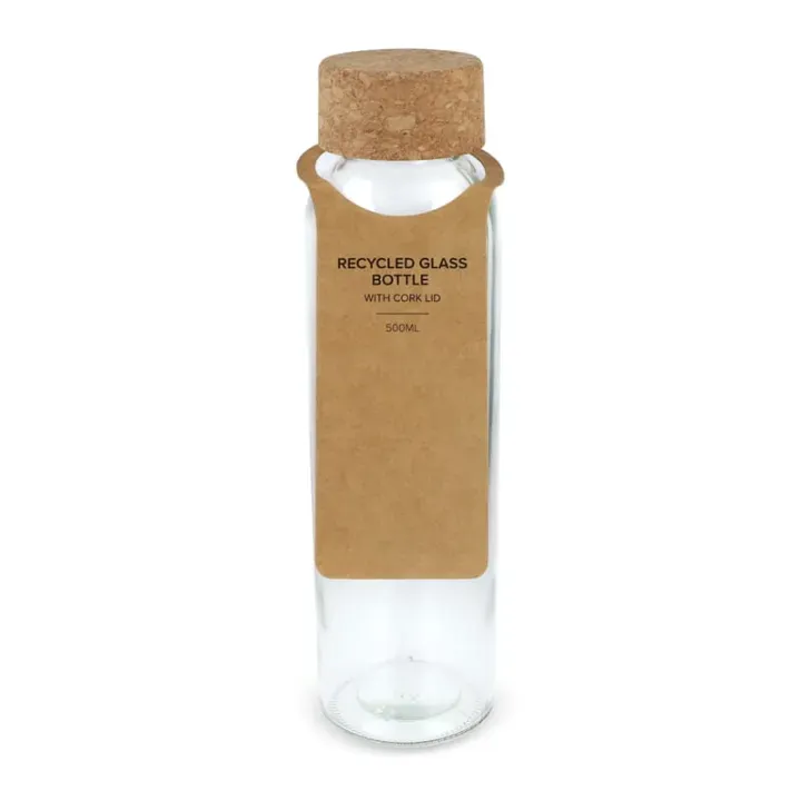 Recycled glass bottle with cork lid 500ml - LT98870 (N0004)